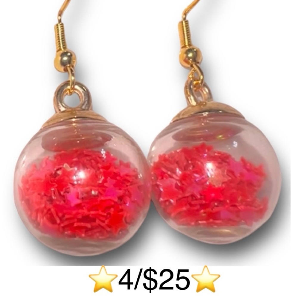 Handmade Ornament Earrings w/Gold Plated S925 Sterling Silver Fishhook Backs